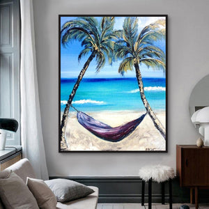 Beach Hand Painted Oil Painting / Canvas Wall Art HD010278