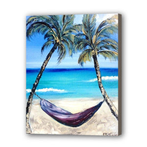 Beach Hand Painted Oil Painting / Canvas Wall Art UK HD010278