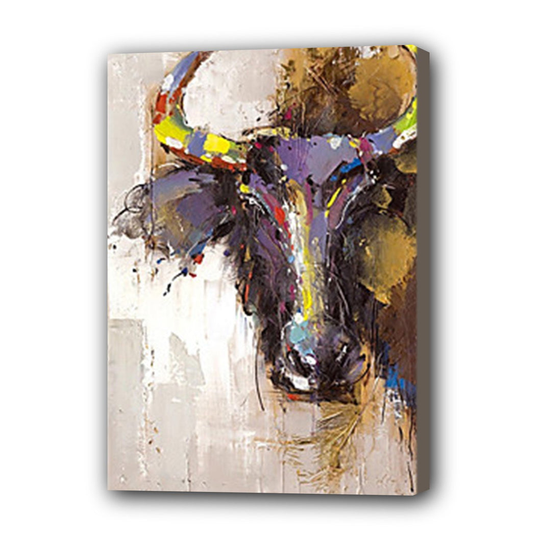 Bull Hand Painted Oil Painting / Canvas Wall Art UK HD010388