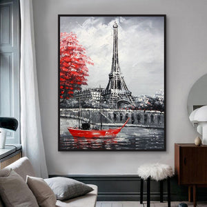 New Eiffel Tower Hand Painted Oil Painting / Canvas Wall Art HD010463