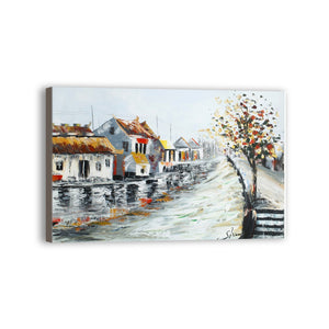 Village Hand Painted Oil Painting / Canvas Wall Art UK HD010514