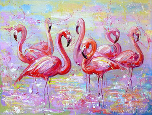 Flamingo Hand Painted Oil Painting / Canvas Wall Art UK HD011021