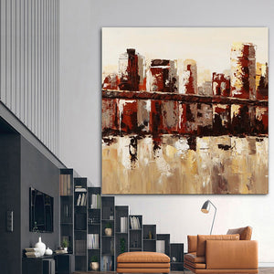 New Town Hand Painted Oil Painting / Canvas Wall Art HD07059