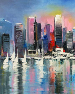 City Hand Painted Oil Painting / Canvas Wall Art UK HD07093