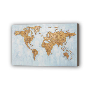 World Map Hand Painted Oil Painting / Canvas Wall Art HD07094
