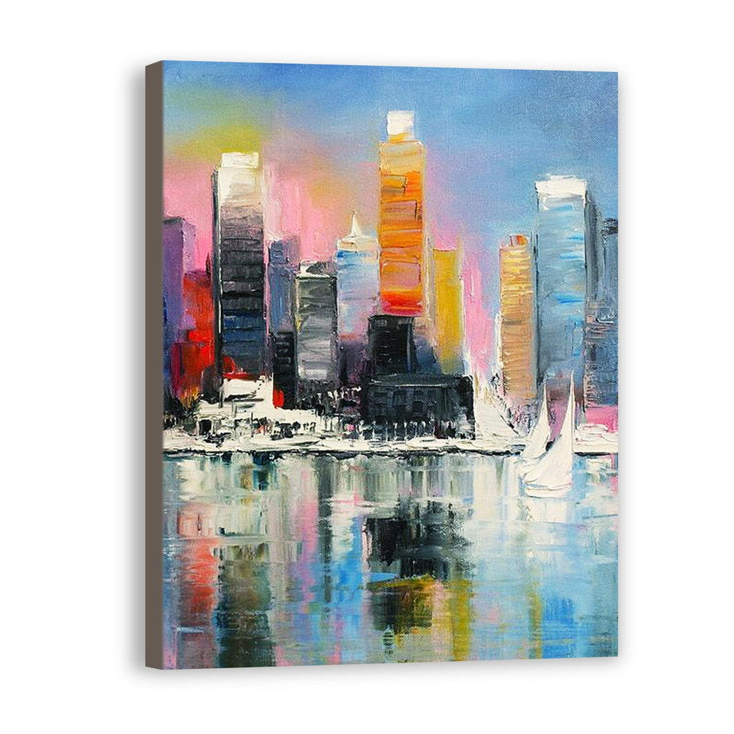 City Hand Painted Oil Painting / Canvas Wall Art UK HD07094