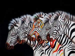 Zebra Hand Painted Oil Painting / Canvas Wall Art UK HD07324