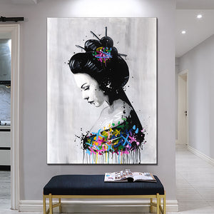 Woman Hand Painted Oil Painting / Canvas Wall Art HD07325