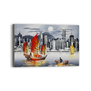 Boat Hand Painted Oil Painting / Canvas Wall Art UK HD07345