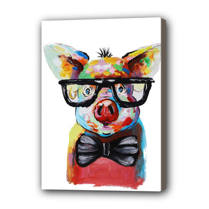Pig Hand Painted Oil Painting / Canvas Wall Art UK HD07346