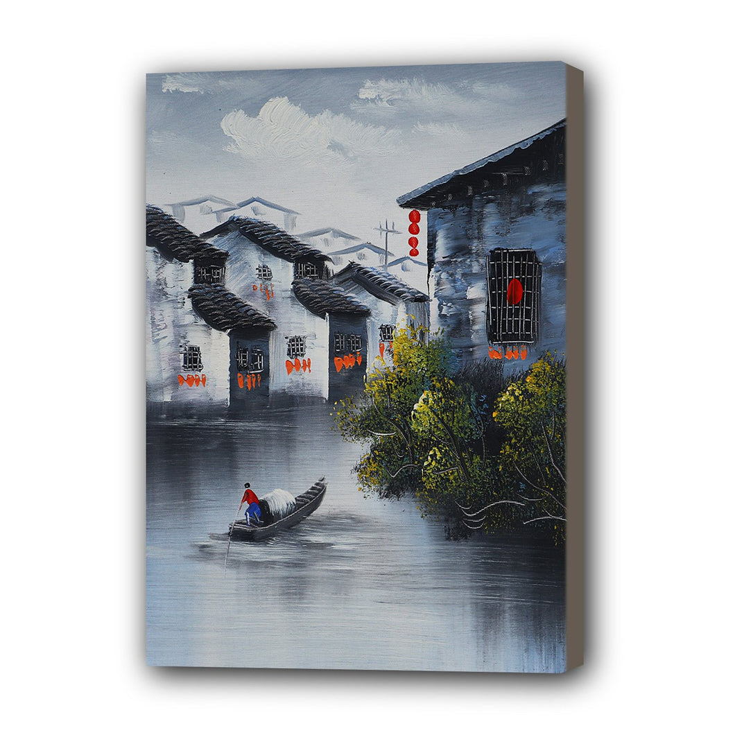 Town Hand Painted Oil Painting / Canvas Wall Art UK HD07348