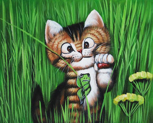 Cat Hand Painted Oil Painting / Canvas Wall Art UK HD07372