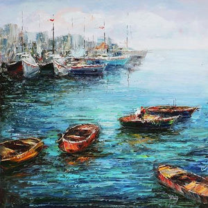 Boat Hand Painted Oil Painting / Canvas Wall Art UK HD07379