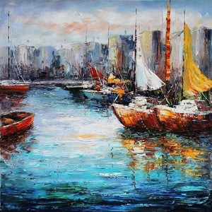 Boat Hand Painted Oil Painting / Canvas Wall Art UK HD07380