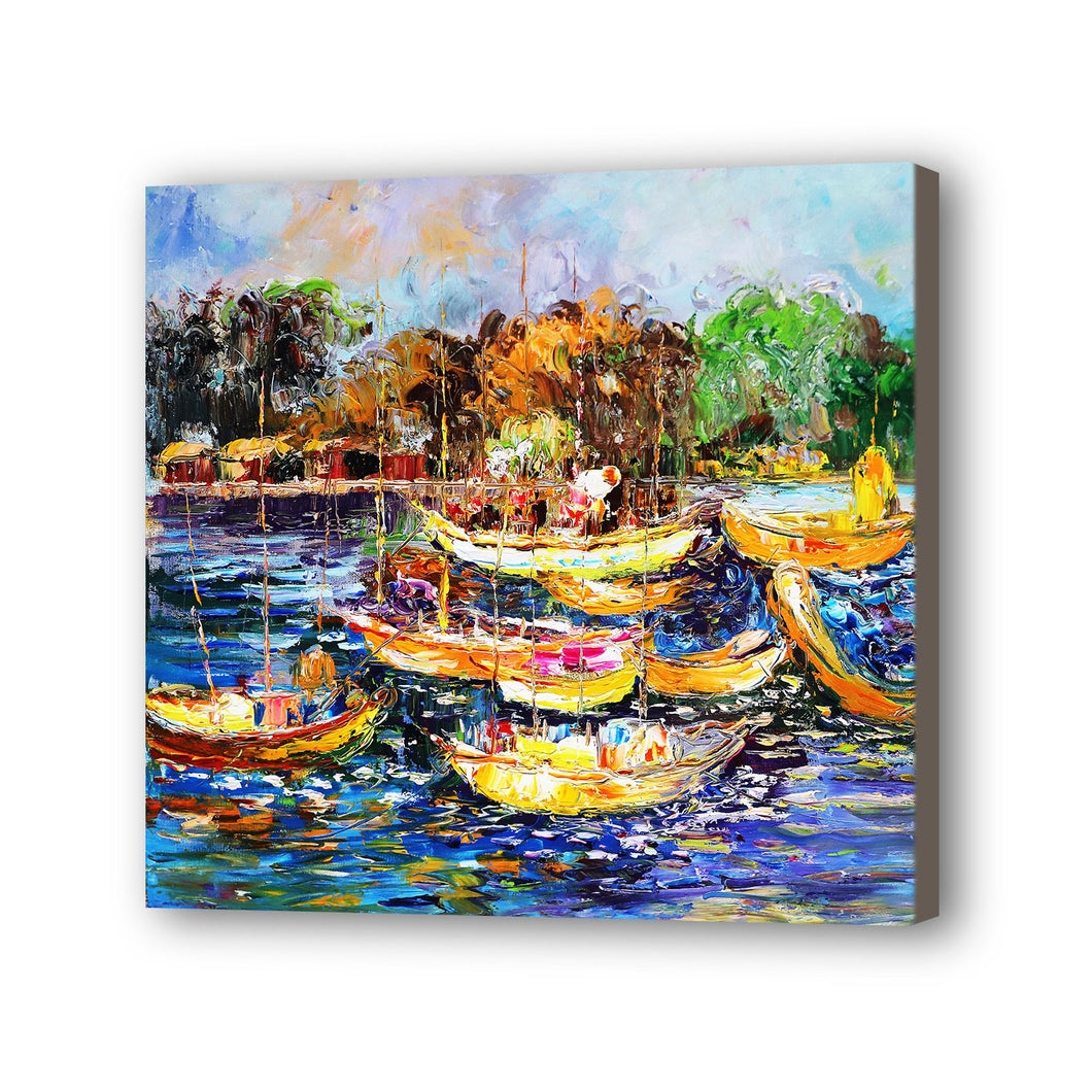 2020 Boat Hand Painted Oil Painting / Canvas Wall Art UK HD07383