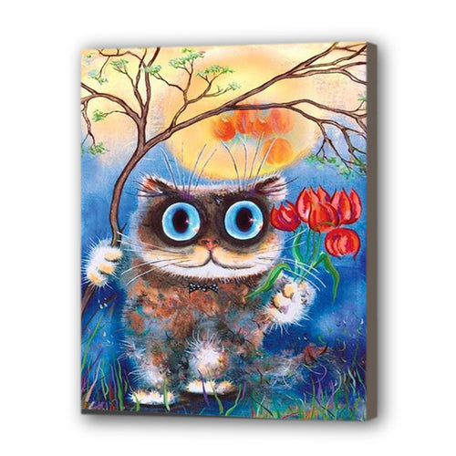 Cat Hand Painted Oil Painting / Canvas Wall Art UK HD07848
