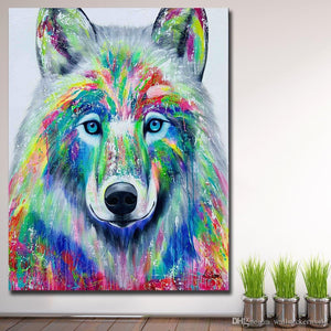 Wolf Hand Painted Oil Painting / Canvas Wall Art UK HD08102