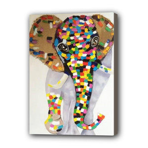 Elephant Hand Painted Oil Painting / Canvas Wall Art UK HD08191