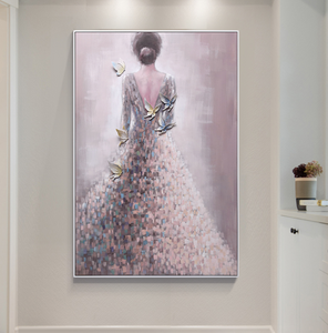 Woman Hand Painted Oil Painting / Canvas Wall Art UK HD08321