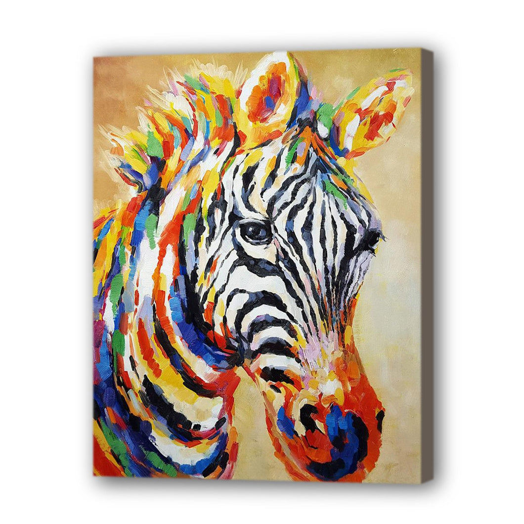 Zebra Hand Painted Oil Painting / Canvas Wall Art UK HD08456