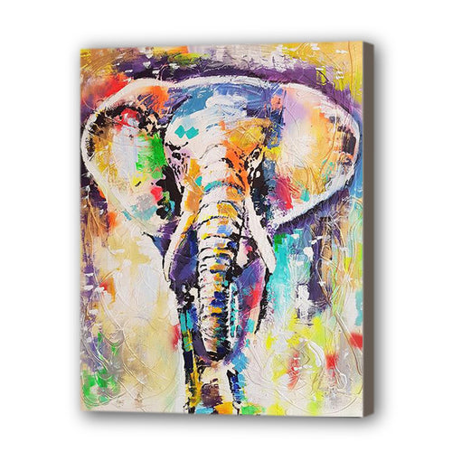 Elephant Hand Painted Oil Painting / Canvas Wall Art UK HD08461