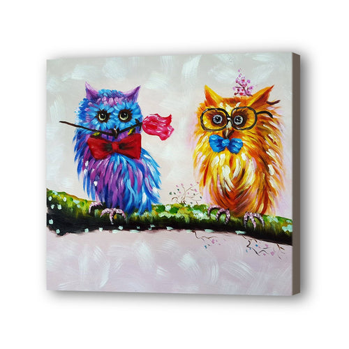 Owl Hand Painted Oil Painting / Canvas Wall Art UK HD08513