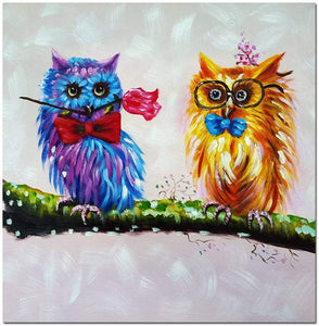 Owl Hand Painted Oil Painting / Canvas Wall Art UK HD08513