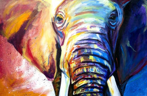 Elephant Hand Painted Oil Painting / Canvas Wall Art UK HD08524