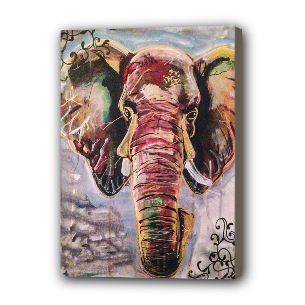 Elephant Hand Painted Oil Painting / Canvas Wall Art UK HD08528