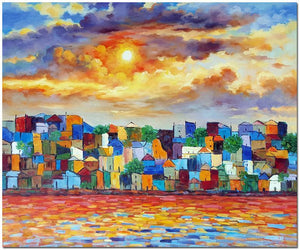 Town Hand Painted Oil Painting / Canvas Wall Art UK HD08561
