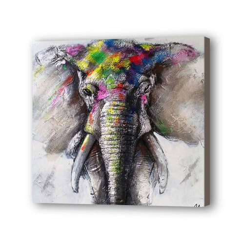 Elephant Hand Painted Oil Painting / Canvas Wall Art UK HD08660