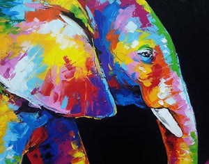 Elephant Hand Painted Oil Painting / Canvas Wall Art UK HD08672