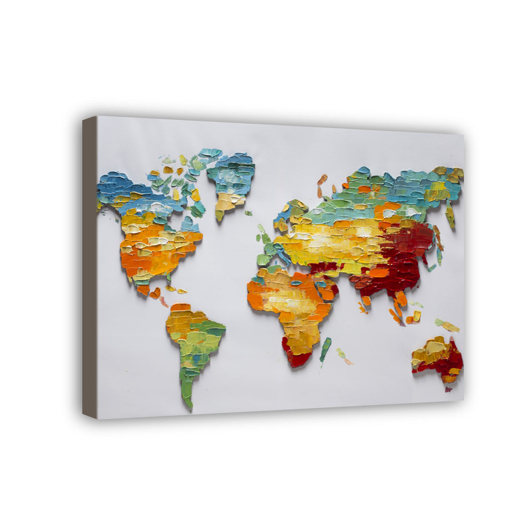 World Map Hand Painted Oil Painting / Canvas Wall Art HD09163