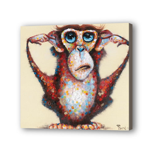 Monkey Hand Painted Oil Painting / Canvas Wall Art UK HD09193