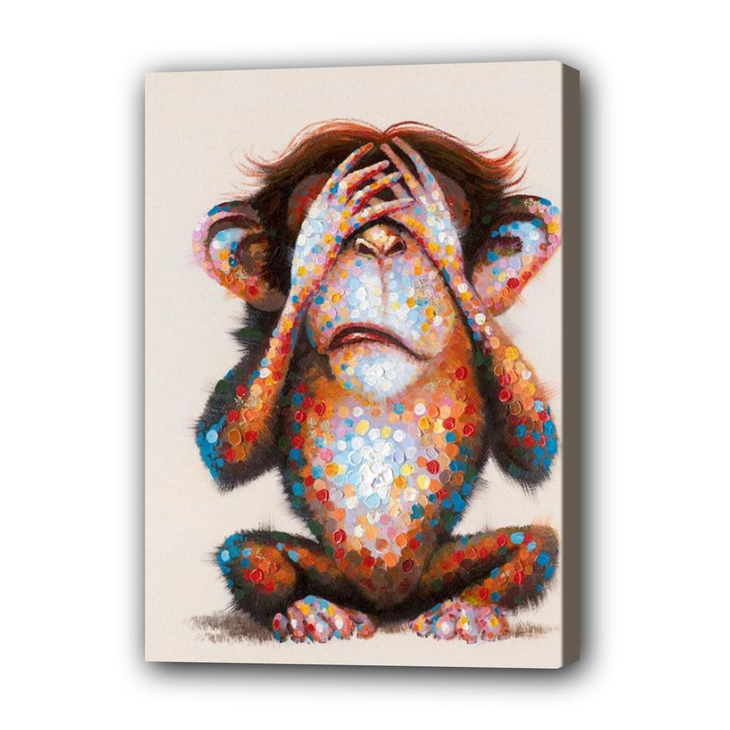 Monkey Hand Painted Oil Painting / Canvas Wall Art UK HD09194