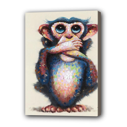 Monkey Hand Painted Oil Painting / Canvas Wall Art UK HD09195