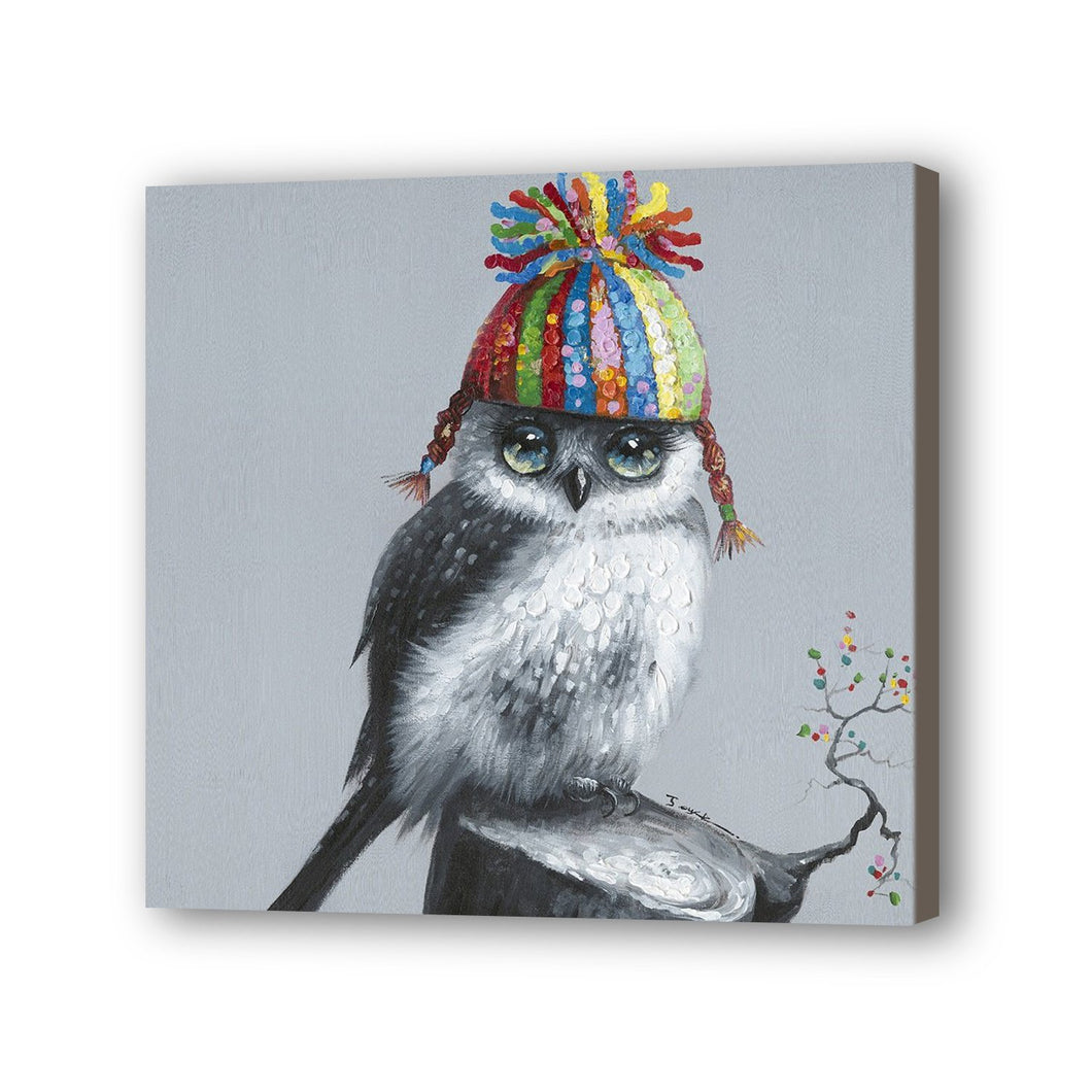 Owl Hand Painted Oil Painting / Canvas Wall Art UK HD09219
