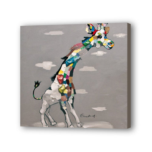 Giraffe Hand Painted Oil Painting / Canvas Wall Art UK HD09221