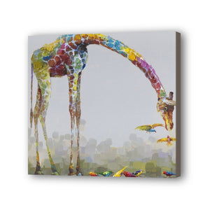 Giraffe Hand Painted Oil Painting / Canvas Wall Art UK HD09222