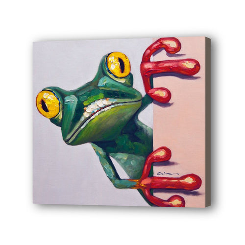 Frog Hand Painted Oil Painting / Canvas Wall Art UK HD09225