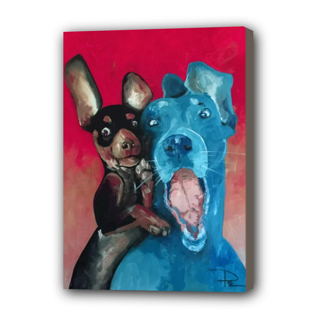 Dog Hand Painted Oil Painting / Canvas Wall Art UK HD09299