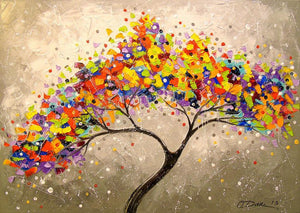 Tree Hand Painted Oil Painting / Canvas Wall Art UK HD09341