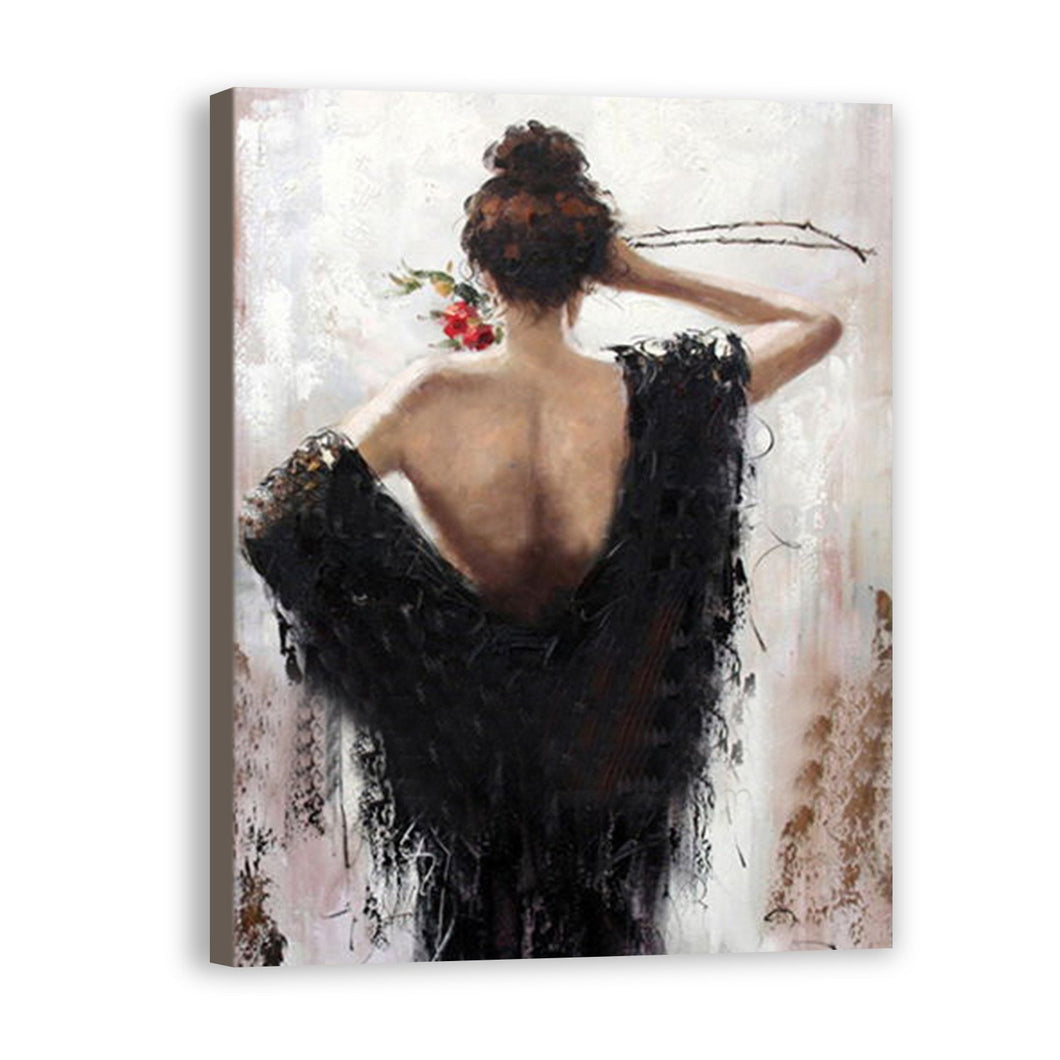 Woman Hand Painted Oil Painting / Canvas Wall Art UK HD09456