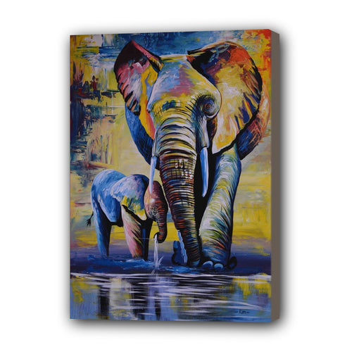 Elephant Hand Painted Oil Painting / Canvas Wall Art UK HD09546