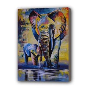 Elephant Hand Painted Oil Painting / Canvas Wall Art UK HD09546