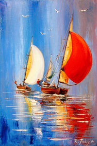 Boat Hand Painted Oil Painting / Canvas Wall Art UK HD09553
