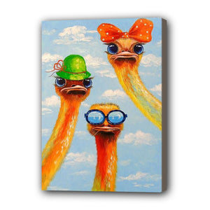 Ostrich Hand Painted Oil Painting / Canvas Wall Art UK HD09581