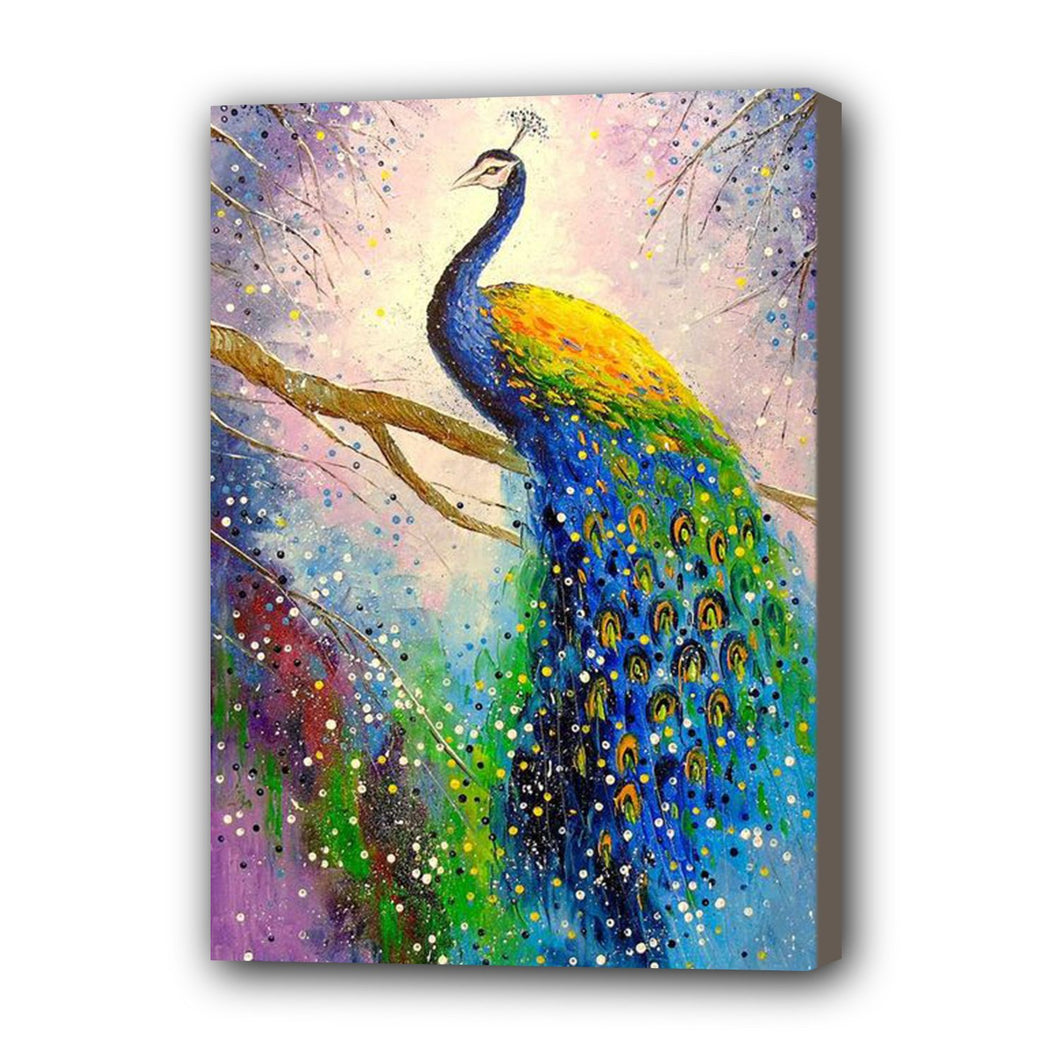 Peacock Hand Painted Oil Painting / Canvas Wall Art UK HD09922