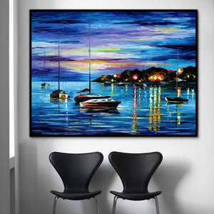 New Sea/Boat Hand Painted Oil Painting / Canvas Wall Art HD44811